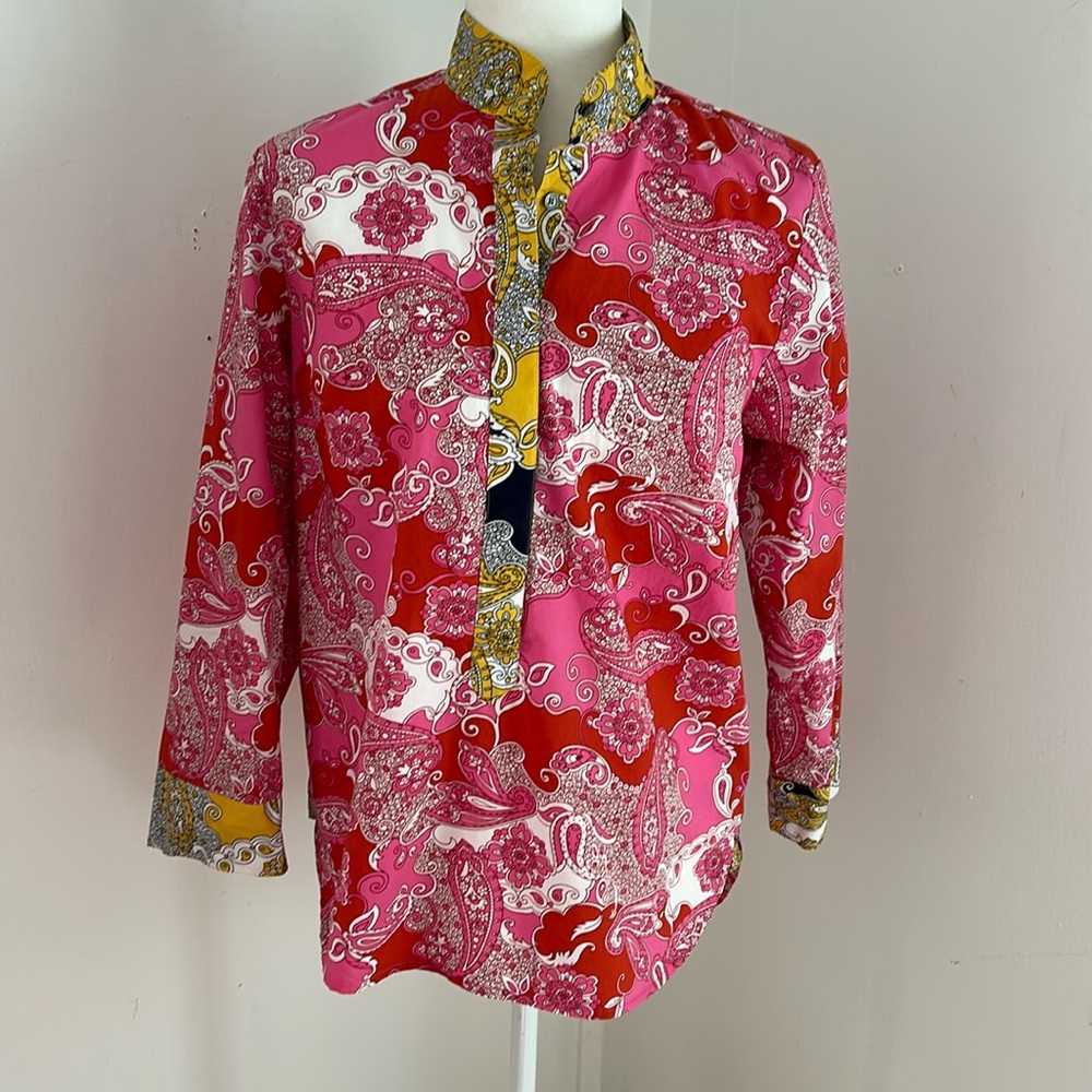 J. Crew Pink and Red Paisley Print Tunic sz XS